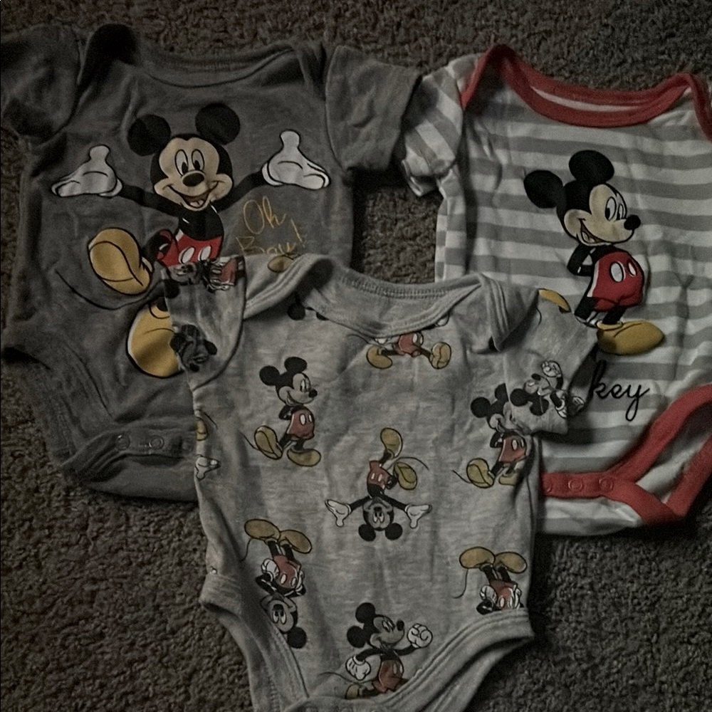 Disney Mickey Mouse Gray and Red Bodysuit